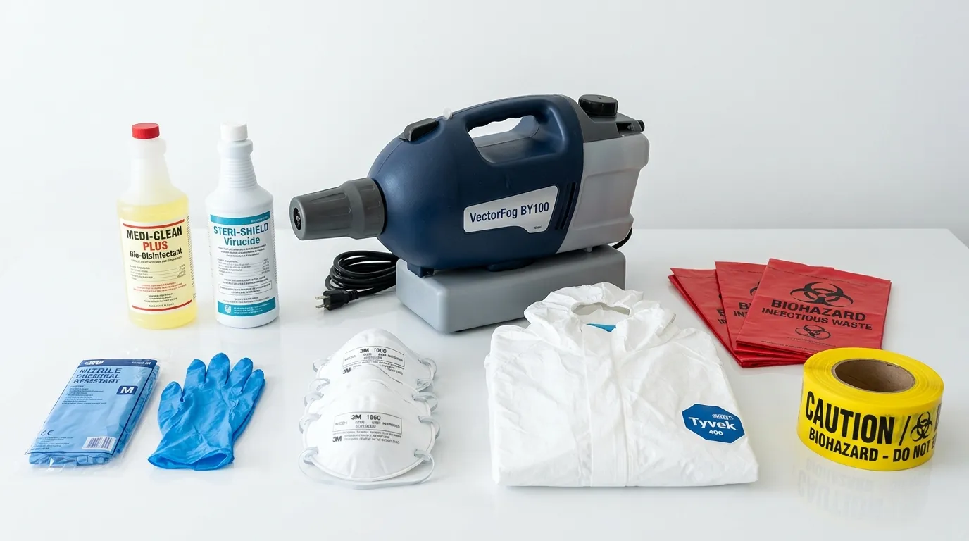 Professional biohazard remediation crew working in Island Lake