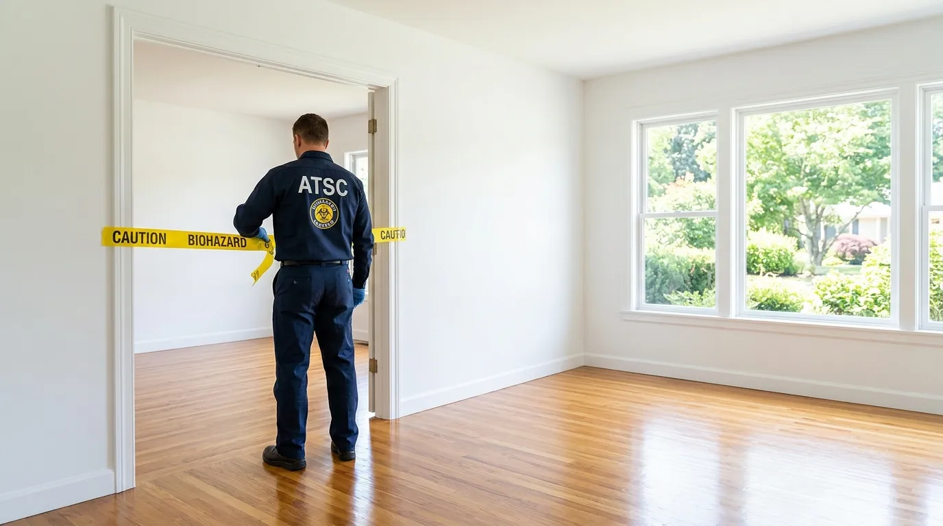 Certified biohazard cleanup crew performing Trauma Scene Cleanup in Island Lake